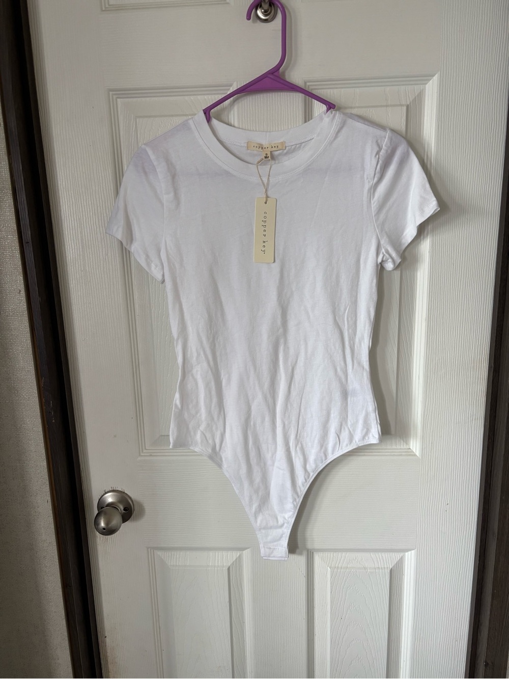 Copper Key White Crew Neck Bodysuit